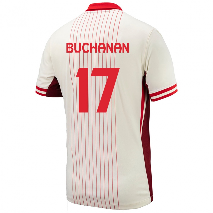 Kinder Kanada Tajon Buchanan #17 Weiß Auswärtstrikot Trikot 24-26 T-Shirt Österreich