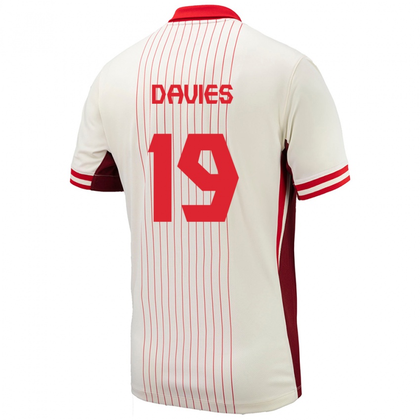 Kinder Kanada Alphonso Davies #19 Weiß Auswärtstrikot Trikot 24-26 T-Shirt Österreich