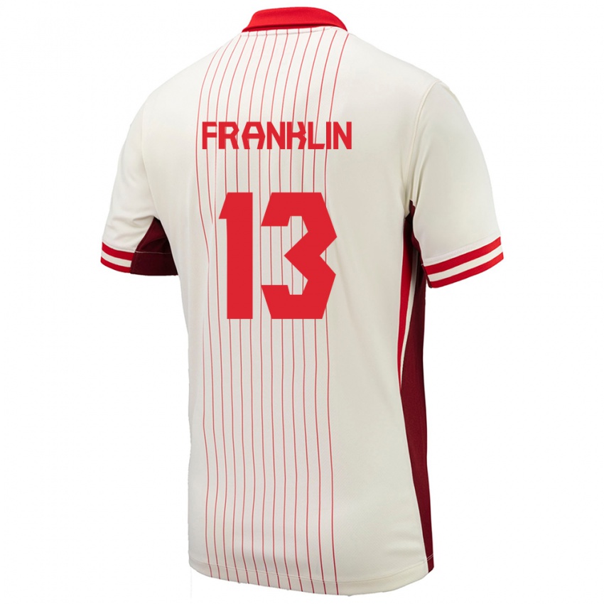 Kinder Kanada Kobe Franklin #13 Weiß Auswärtstrikot Trikot 24-26 T-Shirt Österreich