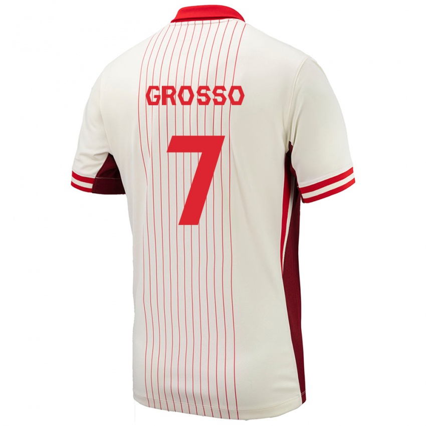 Kinder Kanada Julia Grosso #7 Weiß Auswärtstrikot Trikot 24-26 T-Shirt Österreich