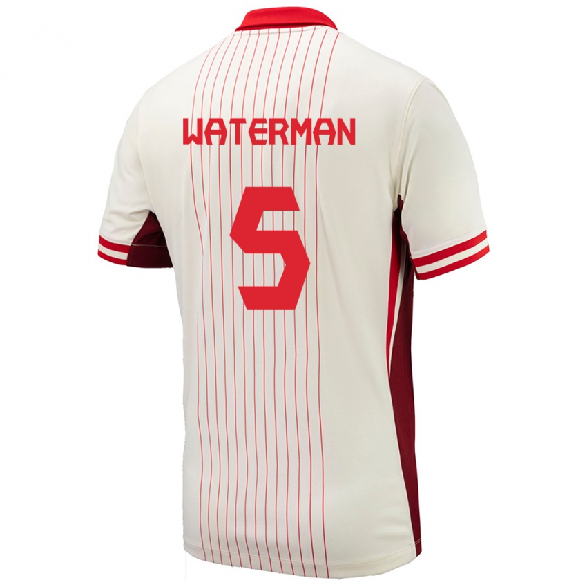 Kinder Kanada Joel Waterman #5 Weiß Auswärtstrikot Trikot 24-26 T-Shirt Österreich