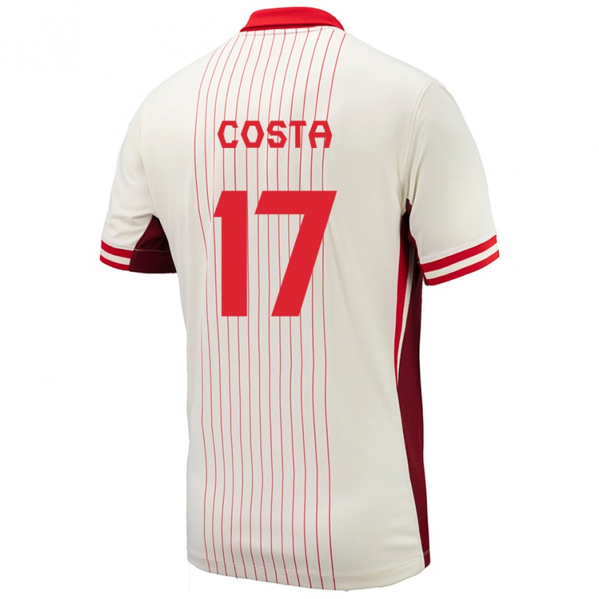 Kinder Kanada Jesse Costa #17 Weiß Auswärtstrikot Trikot 24-26 T-Shirt Österreich