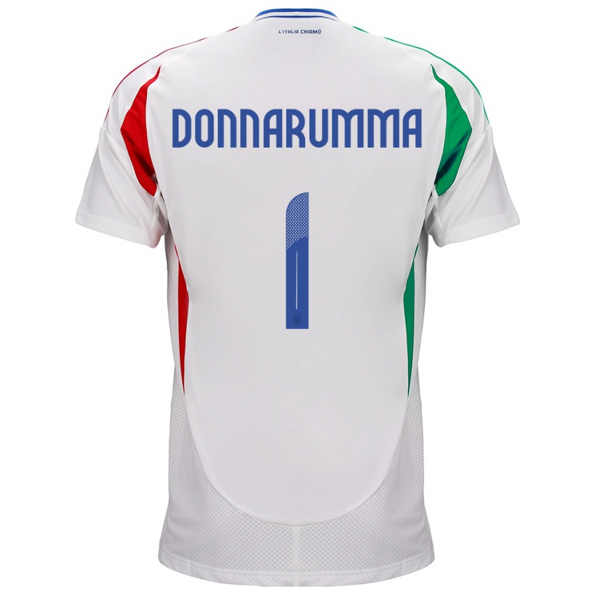 Kinder Italien Gianluigi Donnarumma #1 Weiß Auswärtstrikot Trikot 24-26 T-Shirt Österreich