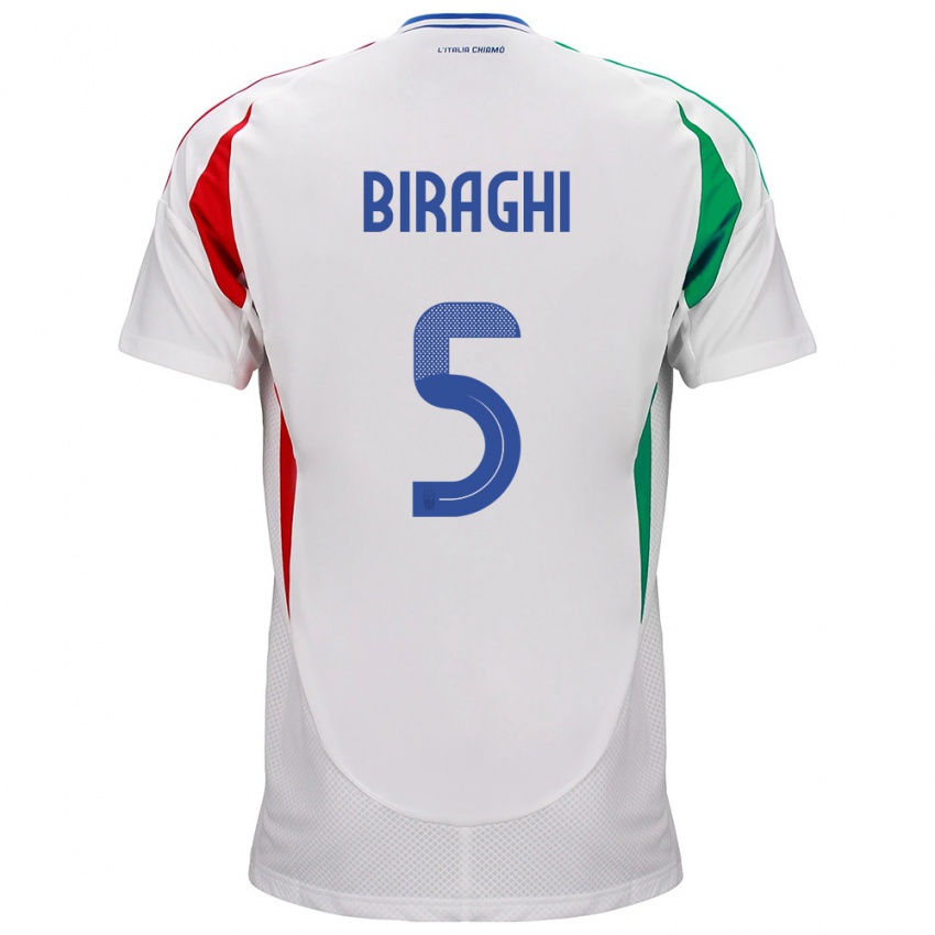 Kinder Italien Cristiano Biraghi #5 Weiß Auswärtstrikot Trikot 24-26 T-Shirt Österreich