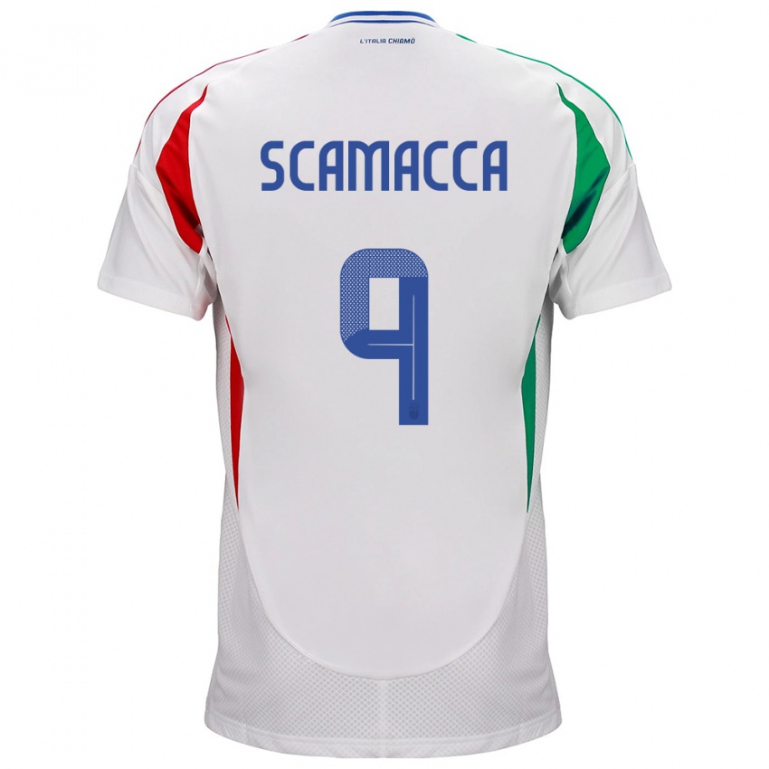 Kinder Italien Gianluca Scamacca #9 Weiß Auswärtstrikot Trikot 24-26 T-Shirt Österreich