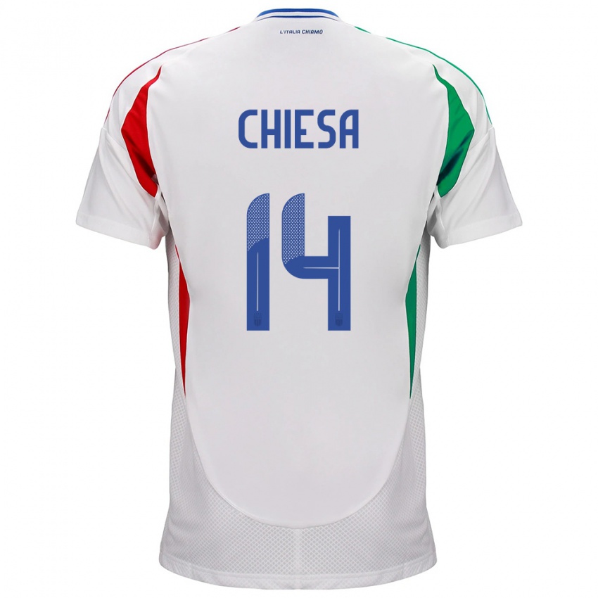 Kinder Italien Federico Chiesa #14 Weiß Auswärtstrikot Trikot 24-26 T-Shirt Österreich