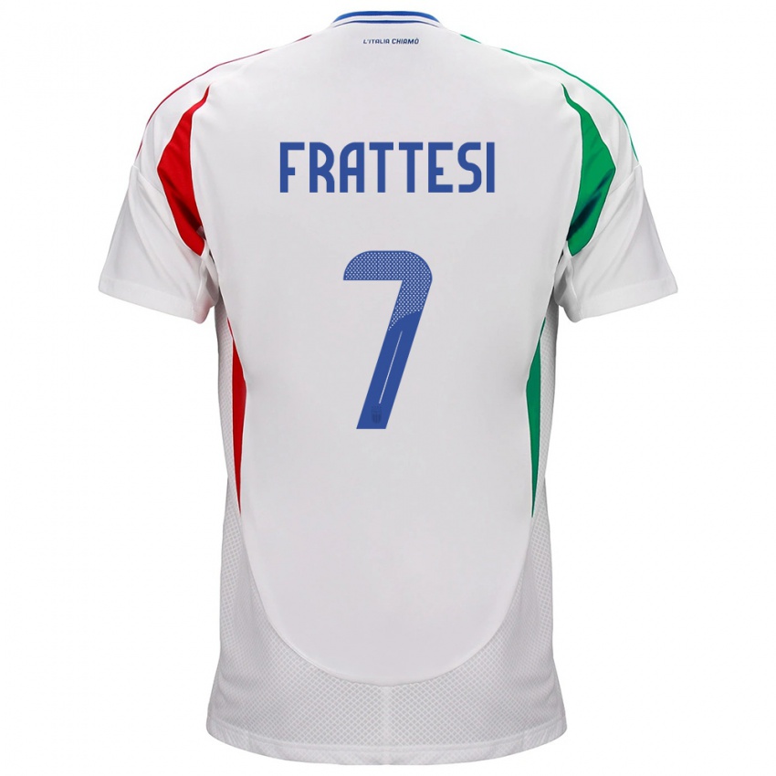 Kinder Italien Davide Frattesi #7 Weiß Auswärtstrikot Trikot 24-26 T-Shirt Österreich