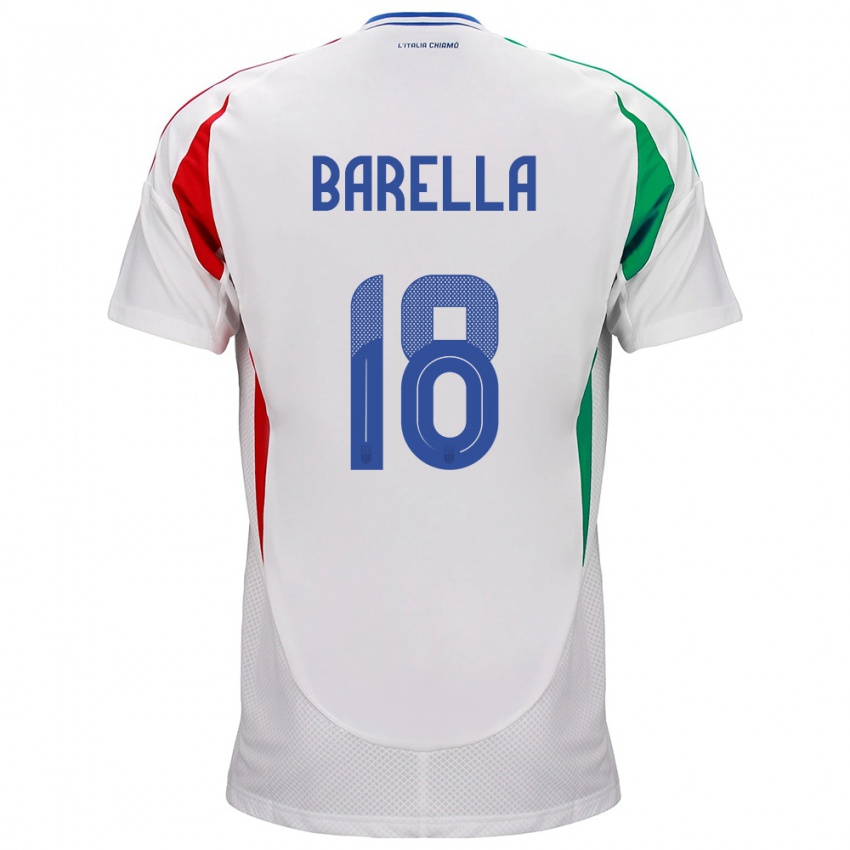 Kinder Italien Nicolò Barella #18 Weiß Auswärtstrikot Trikot 24-26 T-Shirt Österreich