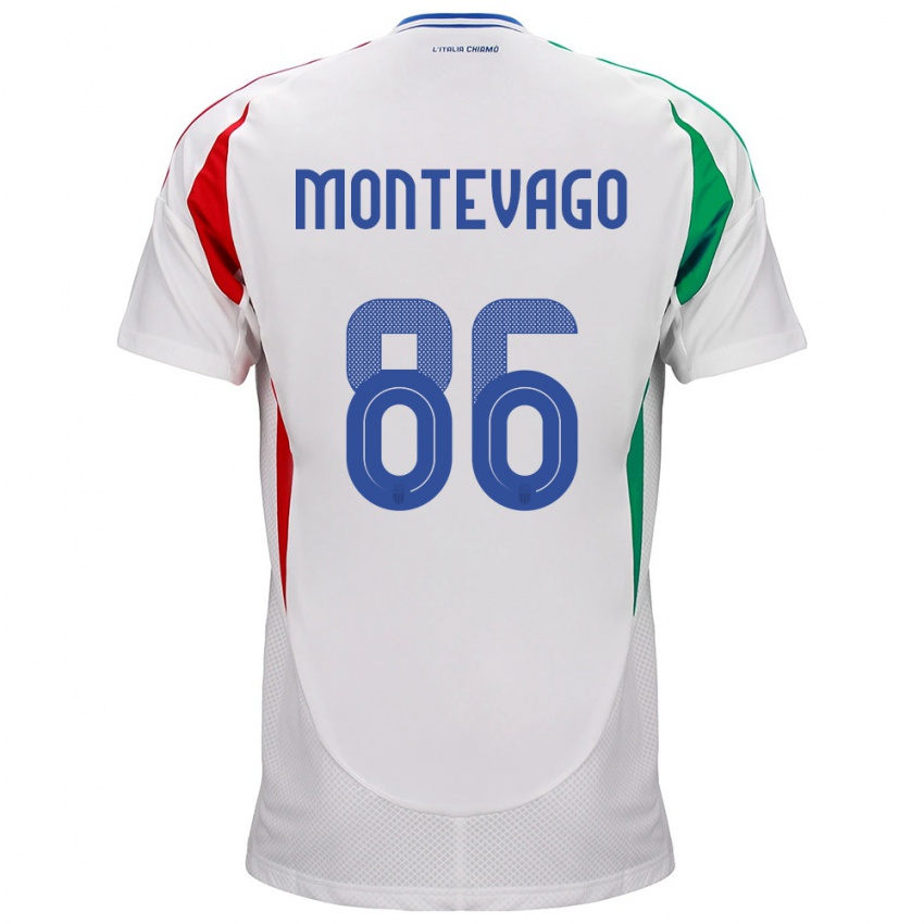 Kinder Italien Daniele Montevago #86 Weiß Auswärtstrikot Trikot 24-26 T-Shirt Österreich