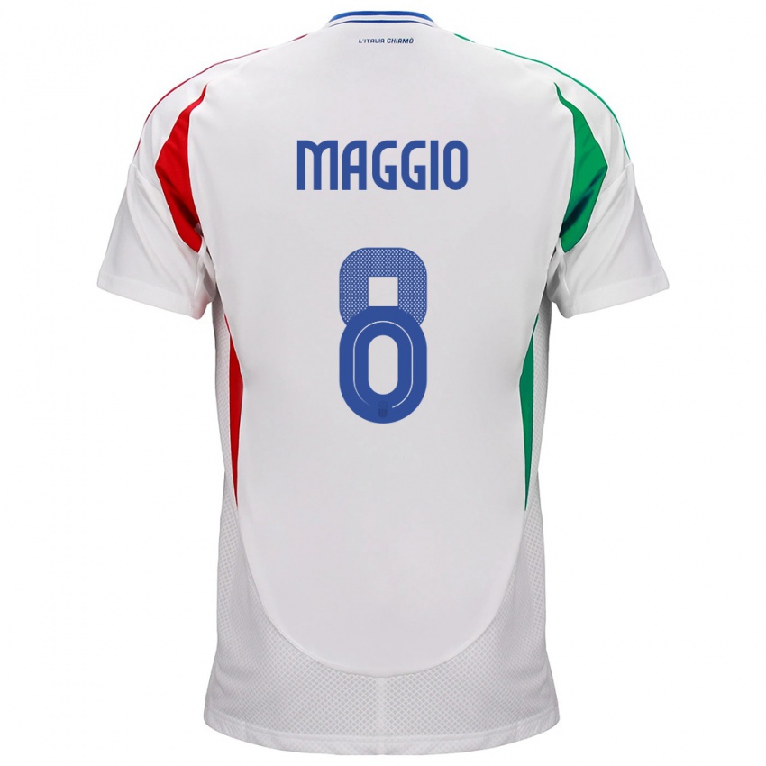 Kinder Italien Luca Di Maggio #8 Weiß Auswärtstrikot Trikot 24-26 T-Shirt Österreich