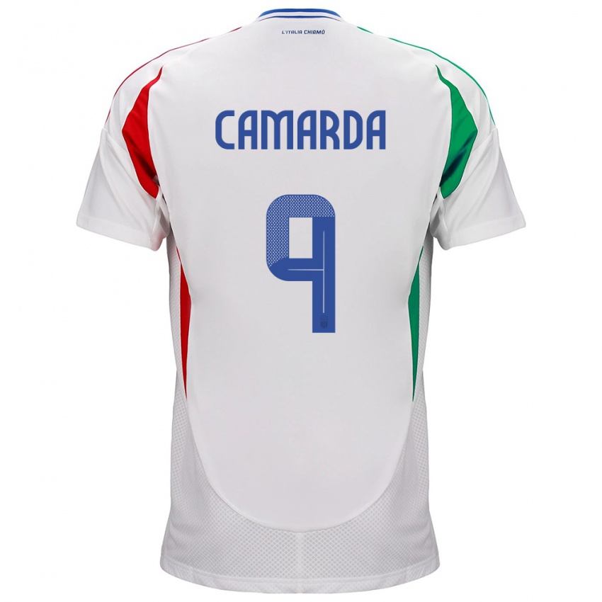 Kinder Italien Francesco Camarda #9 Weiß Auswärtstrikot Trikot 24-26 T-Shirt Österreich