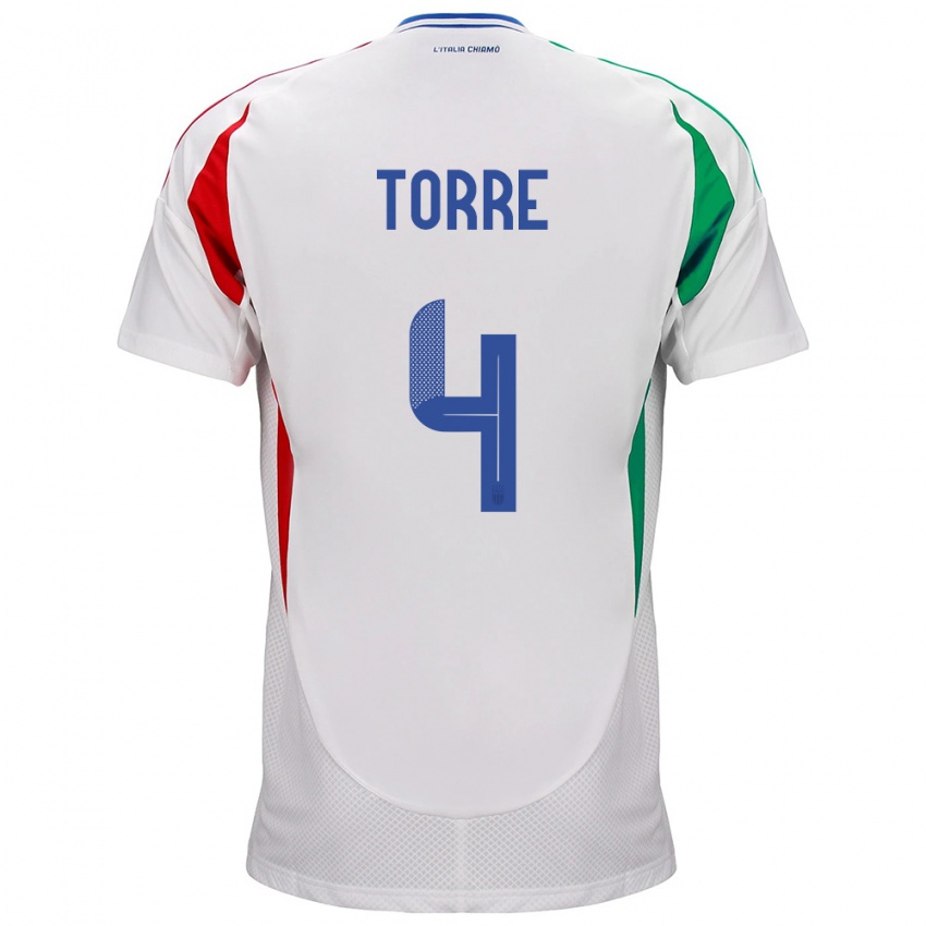 Kinder Italien Pietro La Torre #4 Weiß Auswärtstrikot Trikot 24-26 T-Shirt Österreich