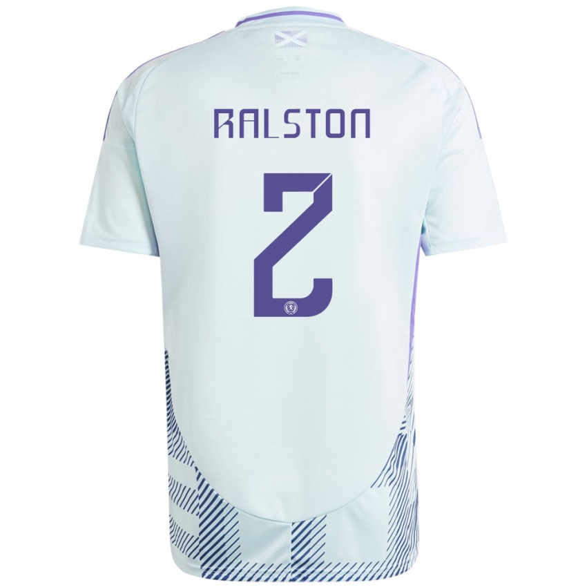 Kinder Schottland Anthony Ralston #2 Helles Mintblau Auswärtstrikot Trikot 24-26 T-Shirt Österreich