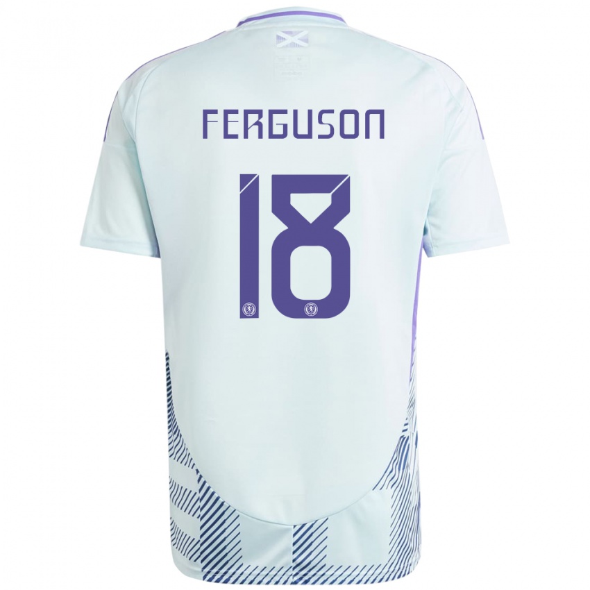 Kinder Schottland Lewis Ferguson #18 Helles Mintblau Auswärtstrikot Trikot 24-26 T-Shirt Österreich