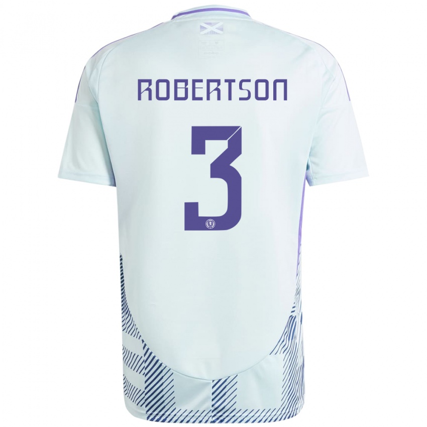 Kinder Schottland Andrew Robertson #3 Helles Mintblau Auswärtstrikot Trikot 24-26 T-Shirt Österreich