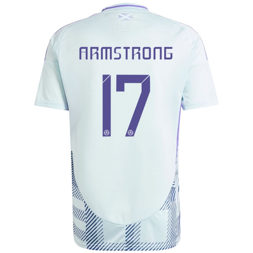 Kinder Schottland Stuart Armstrong #17 Helles Mintblau Auswärtstrikot Trikot 24-26 T-Shirt Österreich