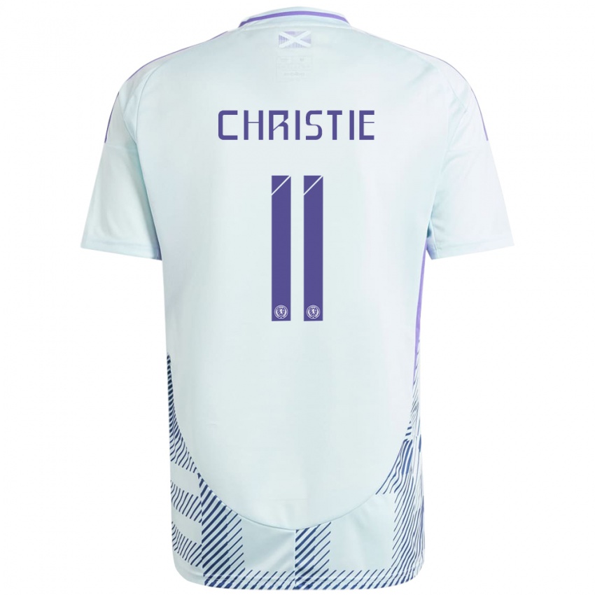 Kinder Schottland Ryan Christie #11 Helles Mintblau Auswärtstrikot Trikot 24-26 T-Shirt Österreich