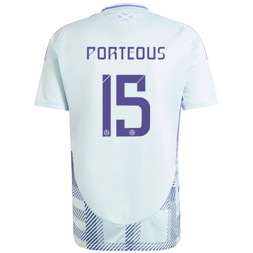 Kinder Schottland Ryan Porteous #15 Helles Mintblau Auswärtstrikot Trikot 24-26 T-Shirt Österreich