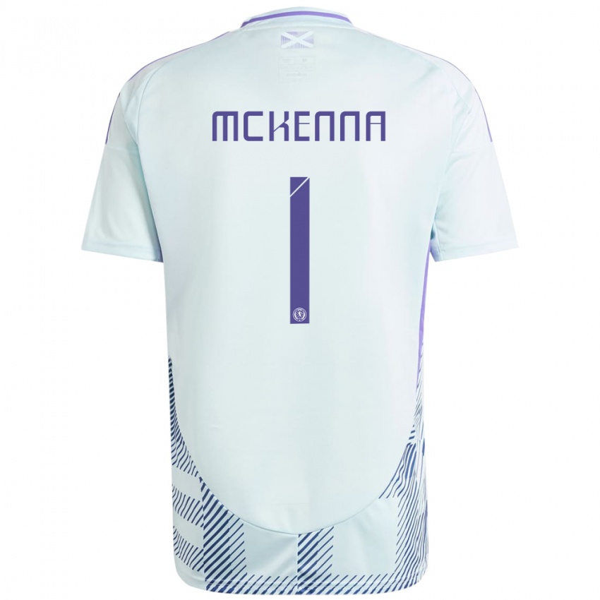 Kinder Schottland Callan Mckenna #1 Helles Mintblau Auswärtstrikot Trikot 24-26 T-Shirt Österreich