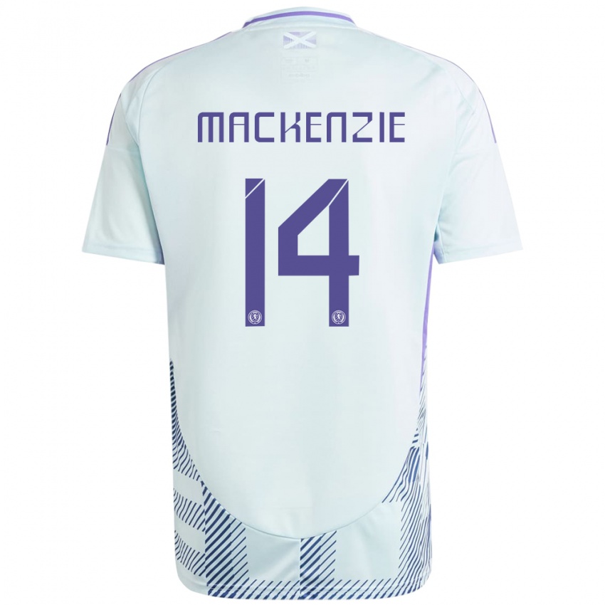 Kinder Schottland Magnus Mackenzie #14 Helles Mintblau Auswärtstrikot Trikot 24-26 T-Shirt Österreich