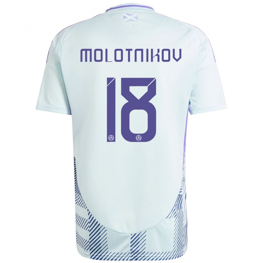 Kinder Schottland Rudi Molotnikov #18 Helles Mintblau Auswärtstrikot Trikot 24-26 T-Shirt Österreich