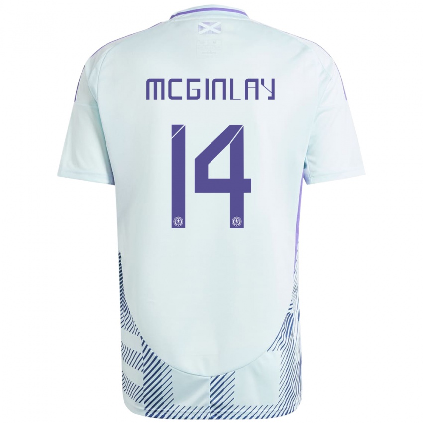 Kinder Schottland Aiden Mcginlay #14 Helles Mintblau Auswärtstrikot Trikot 24-26 T-Shirt Österreich