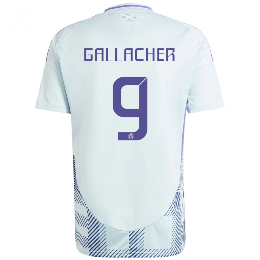 Kinder Schottland Amy Gallacher #9 Helles Mintblau Auswärtstrikot Trikot 24-26 T-Shirt Österreich