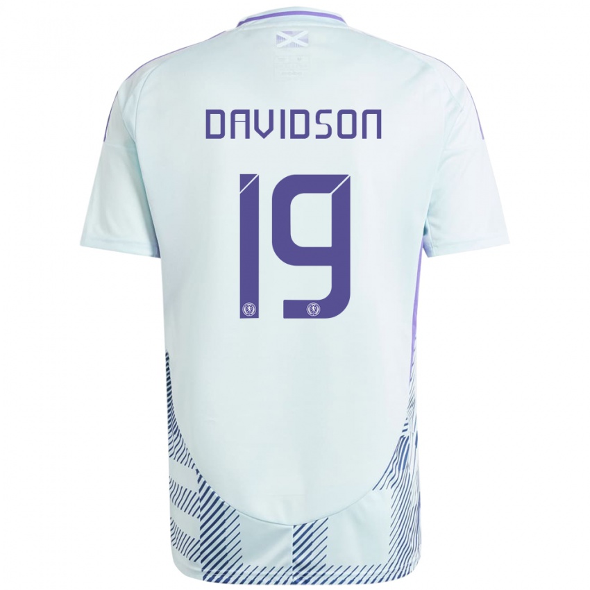 Kinder Schottland Lauren Davidson #19 Helles Mintblau Auswärtstrikot Trikot 24-26 T-Shirt Österreich