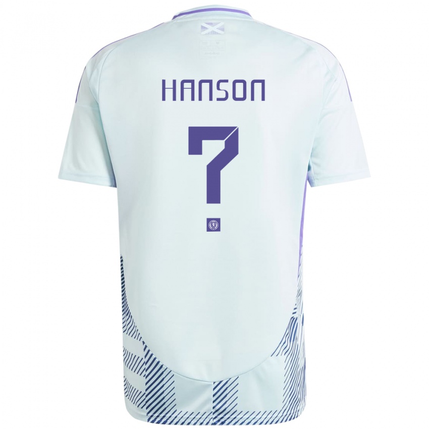 Kinder Schottland Kirsty Hanson #0 Helles Mintblau Auswärtstrikot Trikot 24-26 T-Shirt Österreich