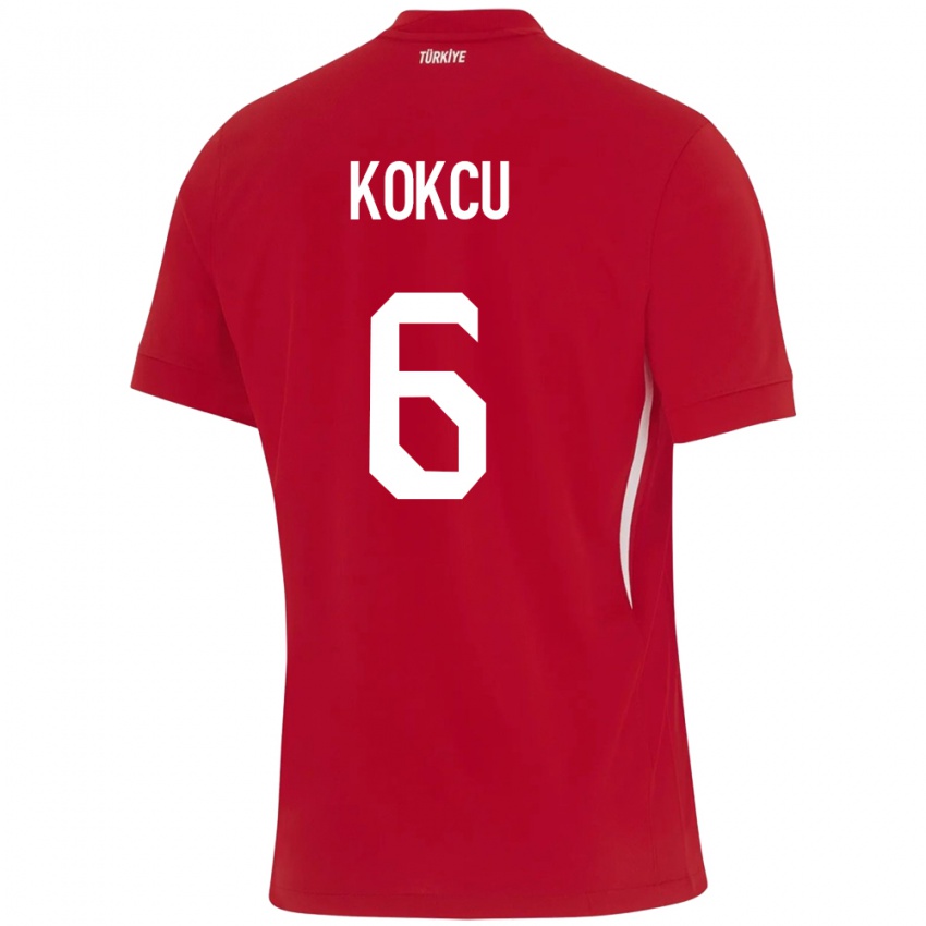 Kinder Türkei Orkun Kökçü #6 Rot Auswärtstrikot Trikot 24-26 T-Shirt Österreich