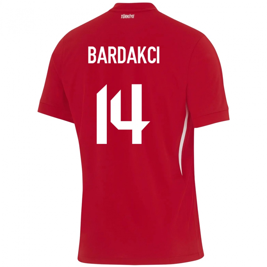 Kinder Türkei Abdülkerim Bardakcı #14 Rot Auswärtstrikot Trikot 24-26 T-Shirt Österreich