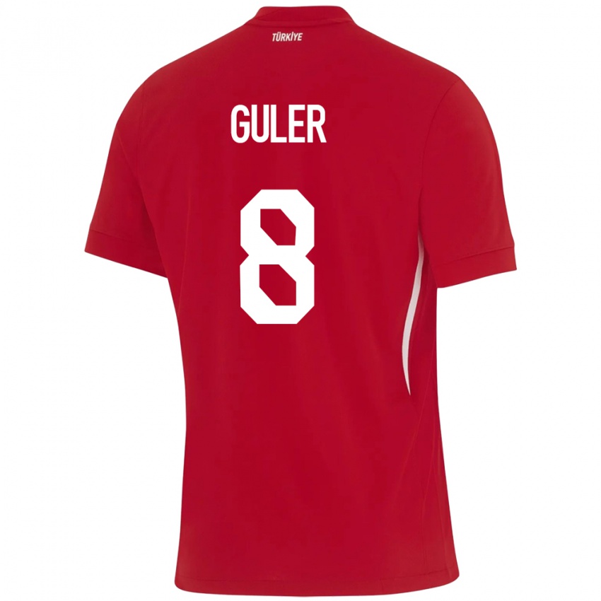 Kinder Türkei Arda Güler #8 Rot Auswärtstrikot Trikot 24-26 T-Shirt Österreich