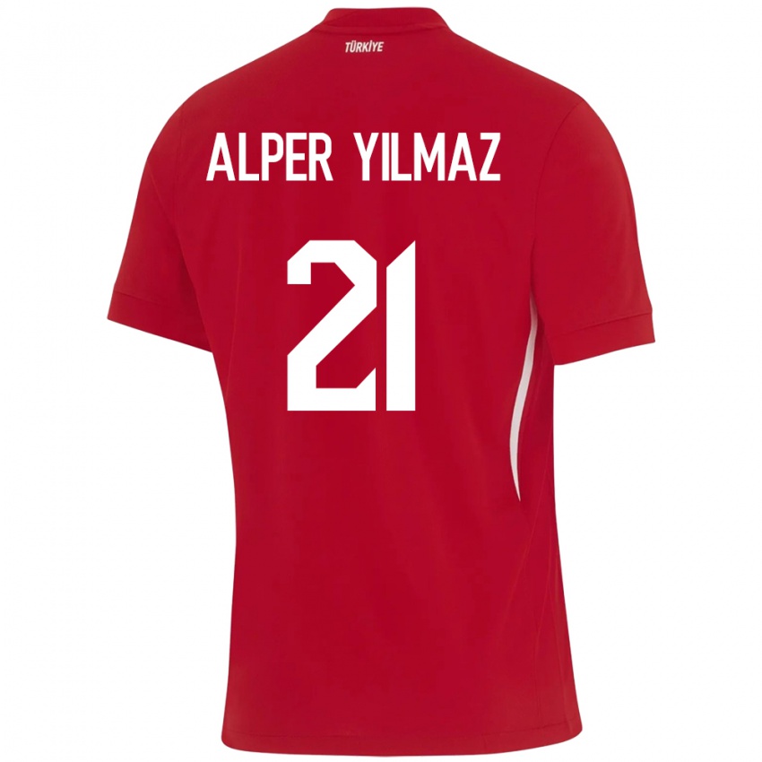 Kinder Türkei Barış Alper Yılmaz #21 Rot Auswärtstrikot Trikot 24-26 T-Shirt Österreich