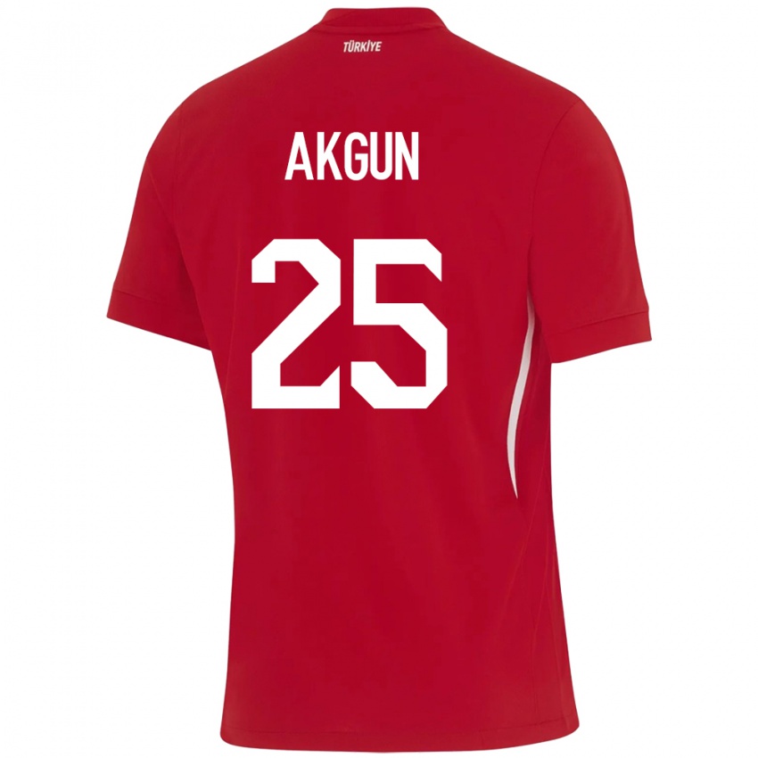 Kinder Türkei Yunus Akgün #25 Rot Auswärtstrikot Trikot 24-26 T-Shirt Österreich