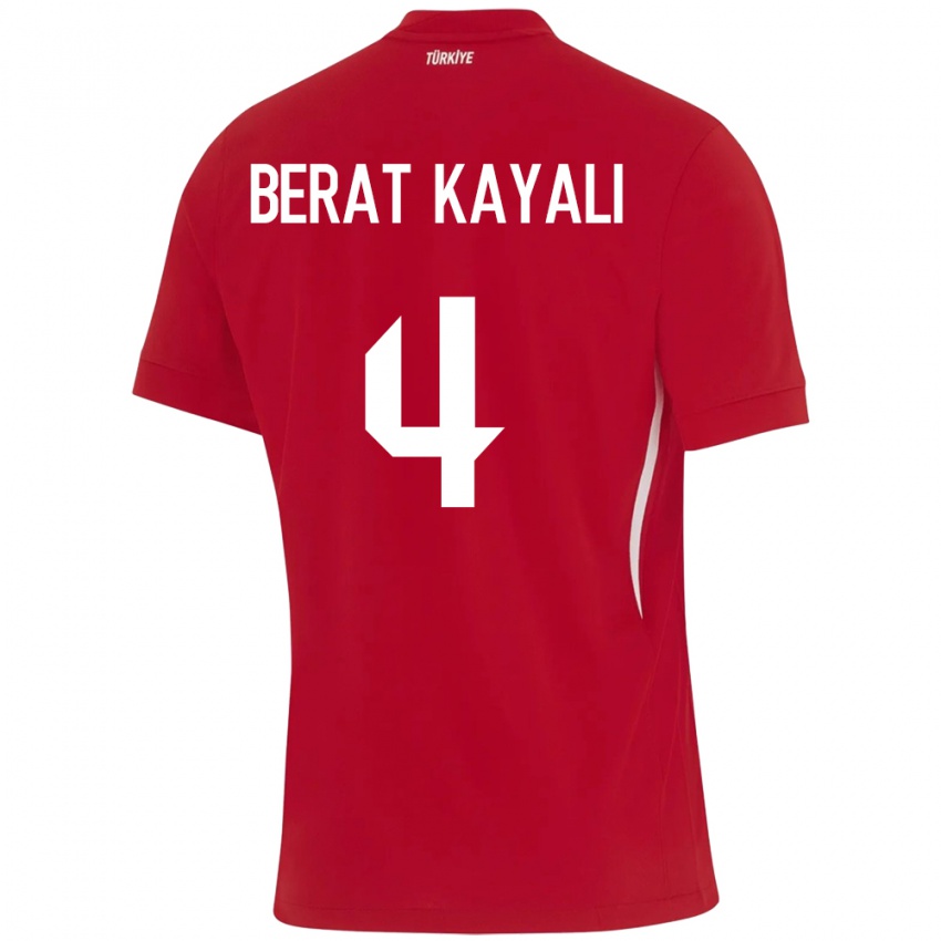 Kinder Türkei Hasan Berat Kayalı #4 Rot Auswärtstrikot Trikot 24-26 T-Shirt Österreich