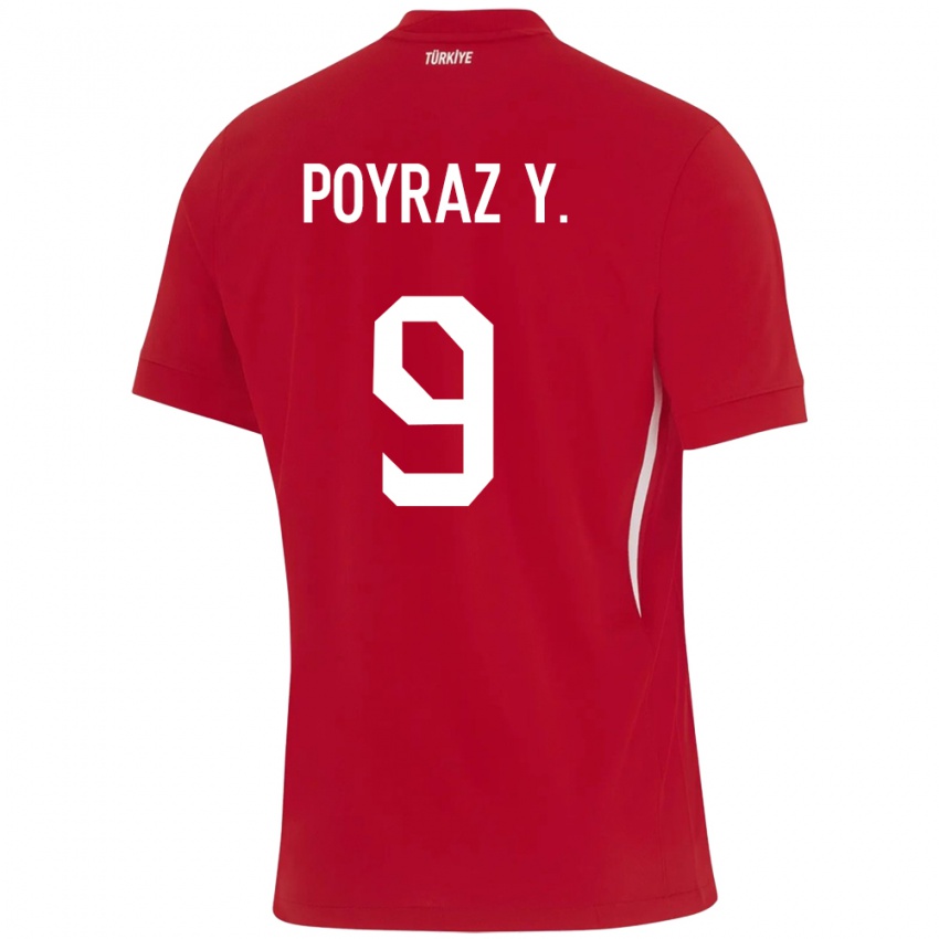 Kinder Türkei Poyraz Yıldırım #9 Rot Auswärtstrikot Trikot 24-26 T-Shirt Österreich