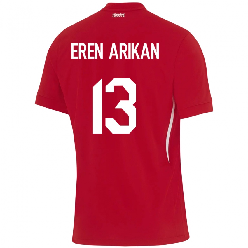 Kinder Türkei Muhammed Eren Arıkan #13 Rot Auswärtstrikot Trikot 24-26 T-Shirt Österreich