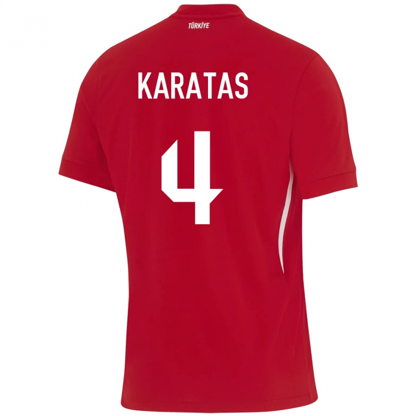 Kinder Türkei Eda Karataş #4 Rot Auswärtstrikot Trikot 24-26 T-Shirt Österreich