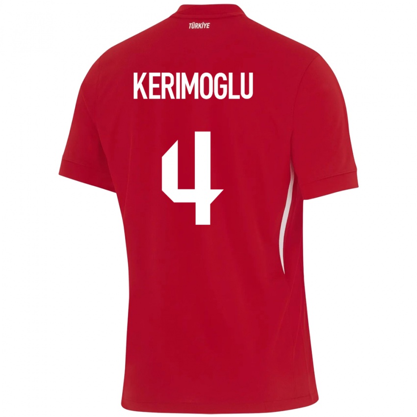 Kinder Türkei Zeynap Kerimoğlu #4 Rot Auswärtstrikot Trikot 24-26 T-Shirt Österreich