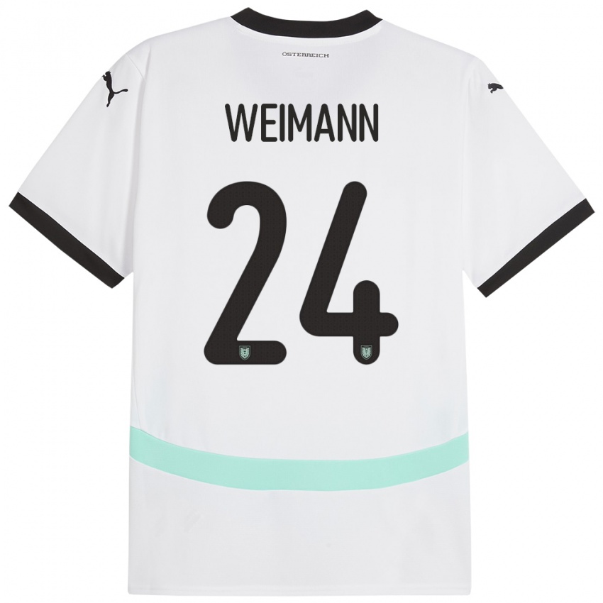 Kinder Österreich Andreas Weimann #24 Weiß Auswärtstrikot Trikot 24-26 T-Shirt Österreich