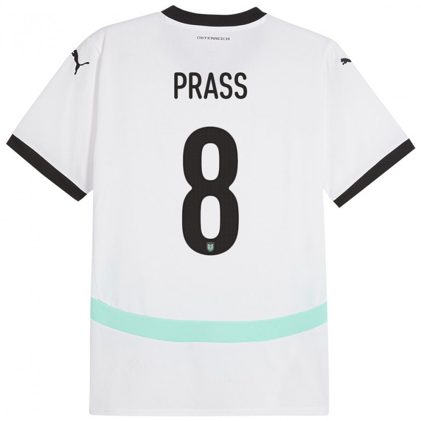 Kinder Österreich Alexander Prass #8 Weiß Auswärtstrikot Trikot 24-26 T-Shirt Österreich