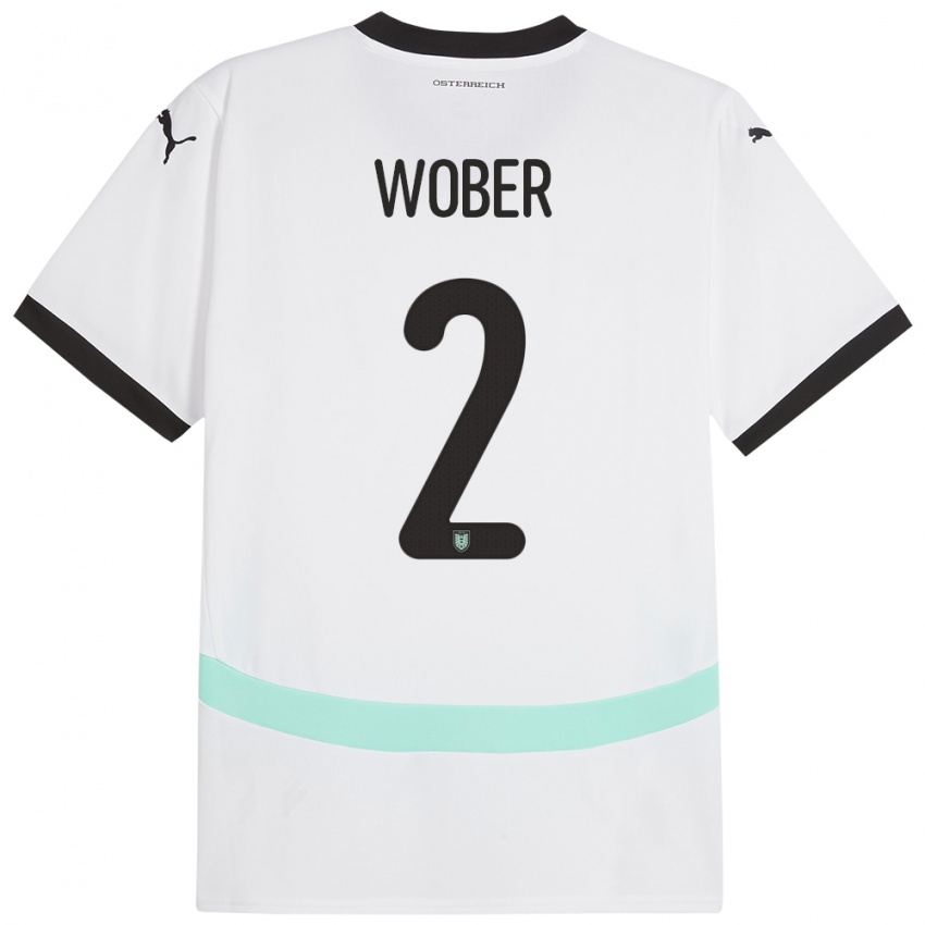 Kinder Österreich Maximilian Wöber #2 Weiß Auswärtstrikot Trikot 24-26 T-Shirt Österreich