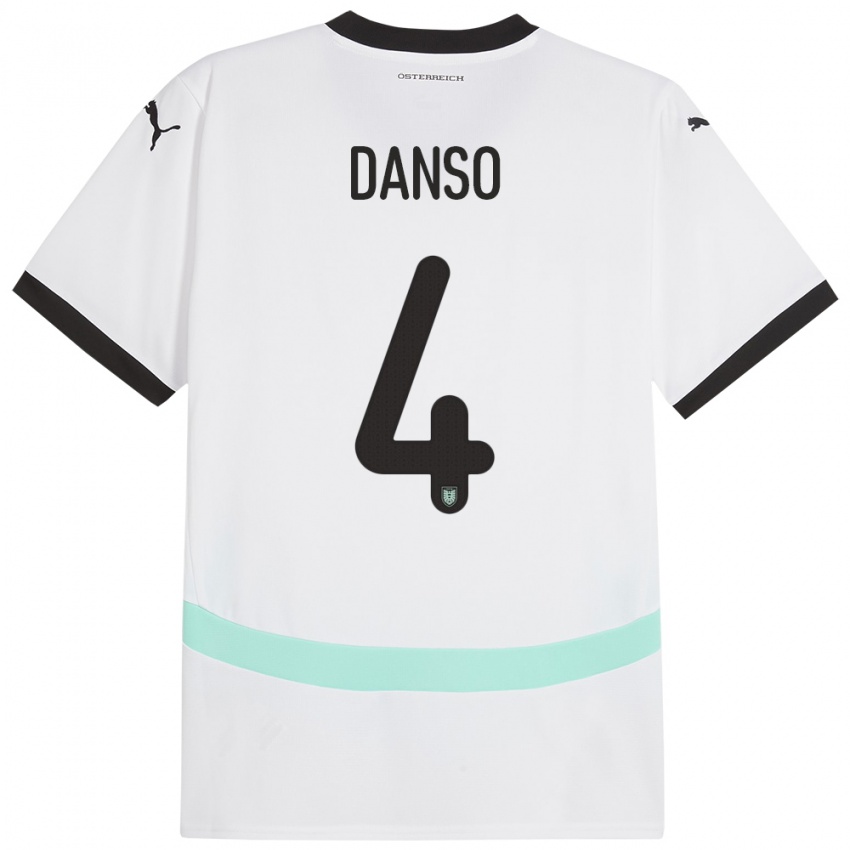 Kinder Österreich Kevin Danso #4 Weiß Auswärtstrikot Trikot 24-26 T-Shirt Österreich