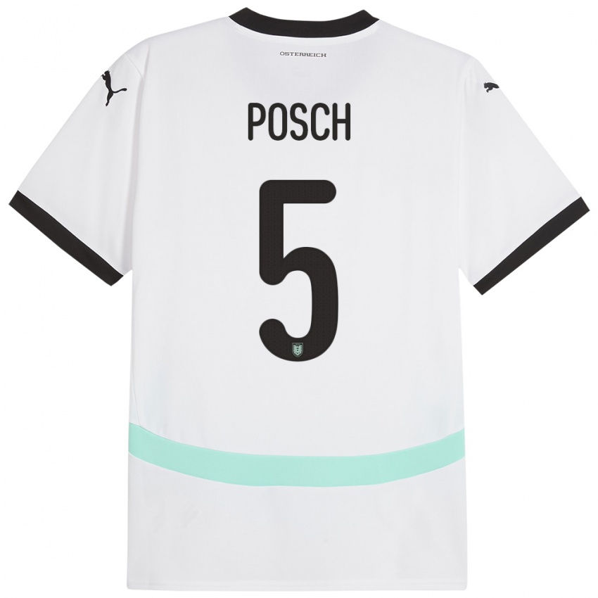 Kinder Österreich Stefan Posch #5 Weiß Auswärtstrikot Trikot 24-26 T-Shirt Österreich