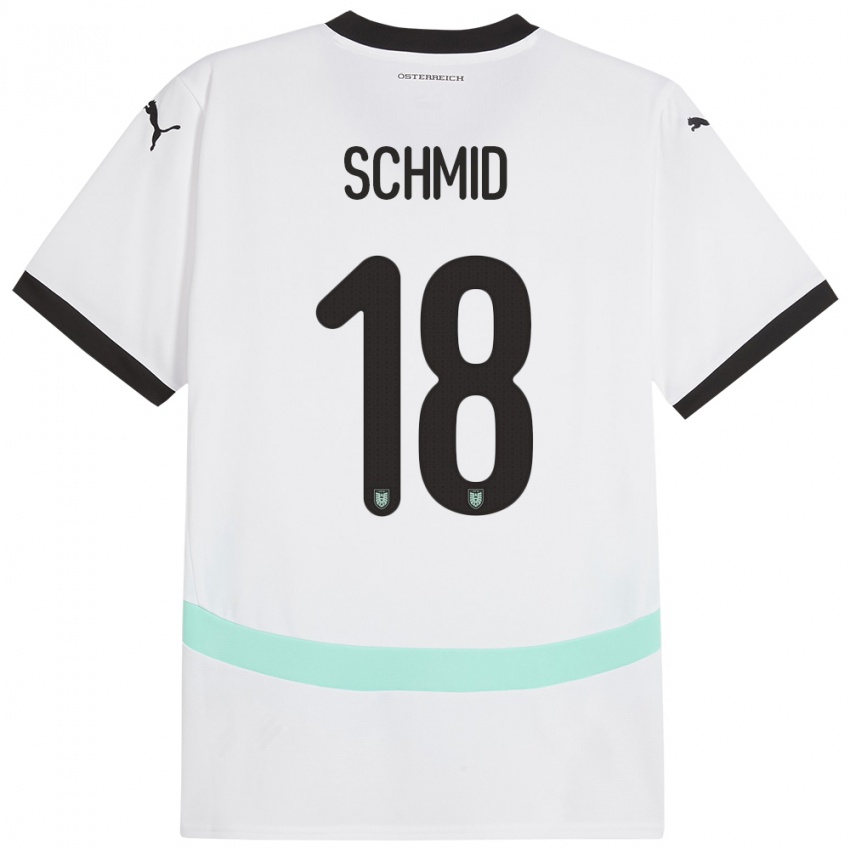 Kinder Österreich Romano Schmid #18 Weiß Auswärtstrikot Trikot 24-26 T-Shirt Österreich