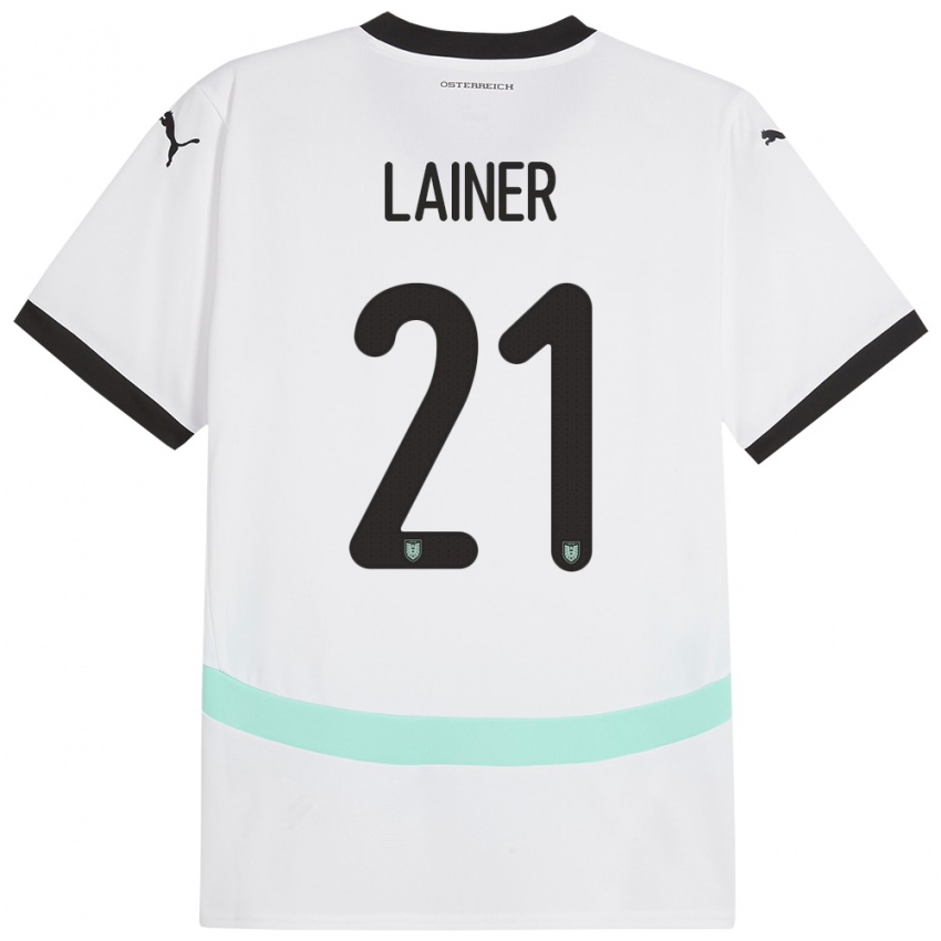 Kinder Österreich Stefan Lainer #21 Weiß Auswärtstrikot Trikot 24-26 T-Shirt Österreich