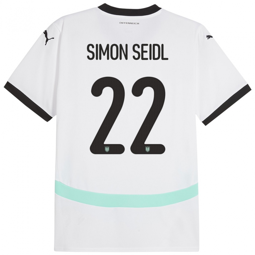 Kinder Österreich Simon Seidl #22 Weiß Auswärtstrikot Trikot 24-26 T-Shirt Österreich