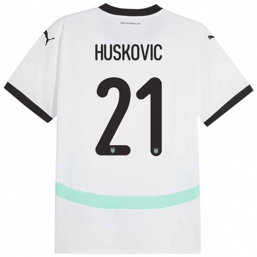 Kinder Österreich Muharem Huskovic #21 Weiß Auswärtstrikot Trikot 24-26 T-Shirt Österreich