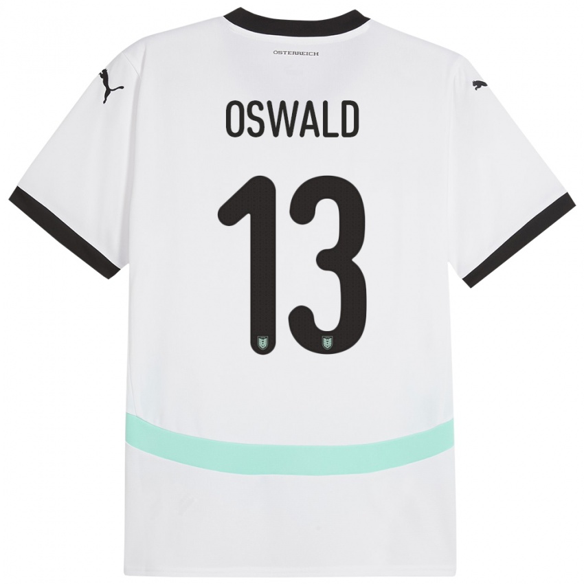 Kinder Österreich Moritz Oswald #13 Weiß Auswärtstrikot Trikot 24-26 T-Shirt Österreich