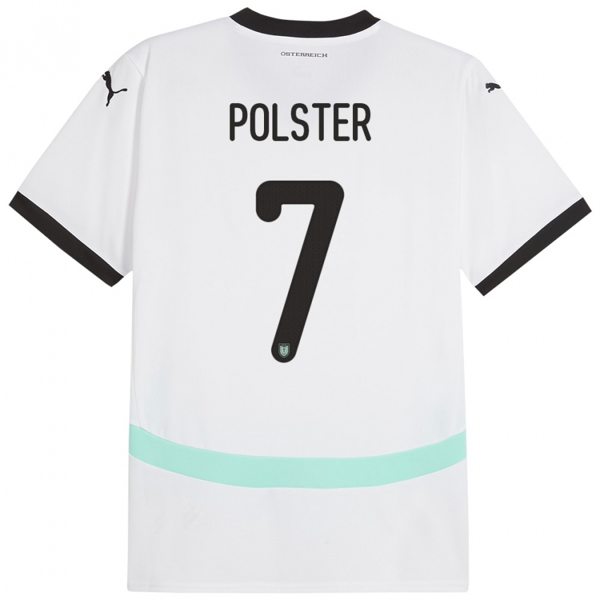 Kinder Österreich Manuel Polster #7 Weiß Auswärtstrikot Trikot 24-26 T-Shirt Österreich